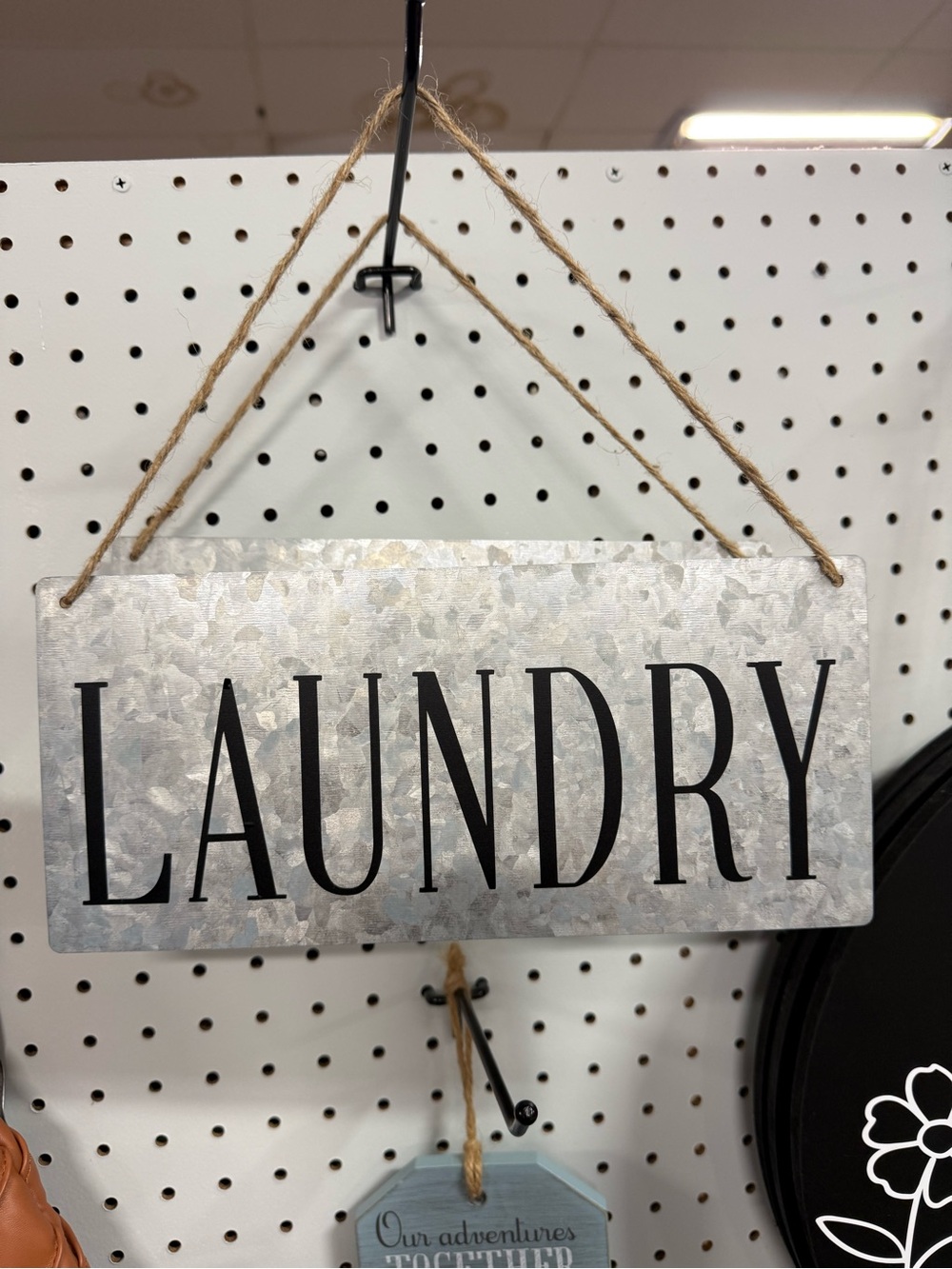 Galvanized Metal "Laundry" Hanging Sign - Rustic Gray